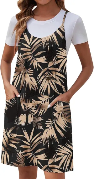 Womens Casual Sundress Trendy Flower Pattern Print Summer Dresses Sleeveless Loose Vacation Beach Dress