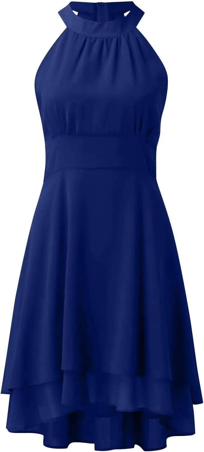 Women's Cocktail Dresses Sexy Elegant Trendy Solid Color Cold Shoulder Prom Party Midi Dress, S-5XL