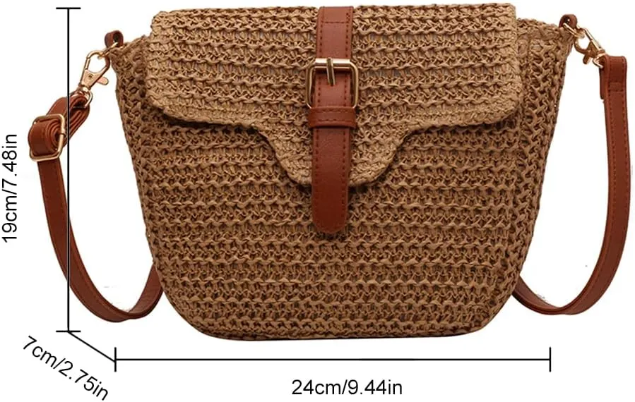 Women's Crossbody Bag Cute Straw Shoulder Bags Summer Beach Straw Tote Bag Handmade Wallet Straw Hobo Bagsy