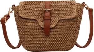 Women's Crossbody Bag Cute Straw Shoulder Bags Summer Beach Straw Tote Bag Handmade Wallet Straw Hobo Bagsy