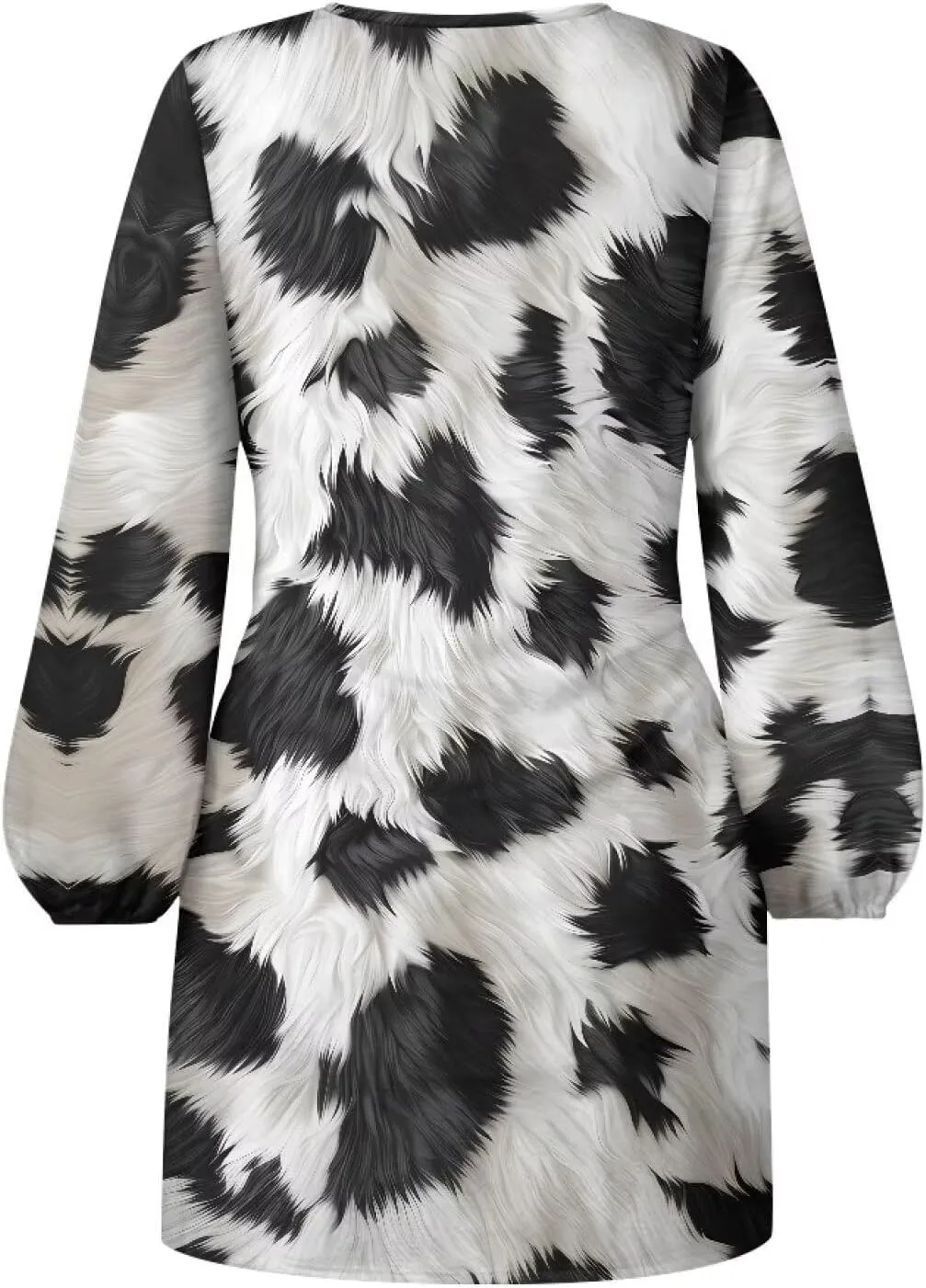Women's Elegant Long Sleeve Dress Summer Mini Dresses Crewneck Tie Waist A Line Casual Stylish Outfits