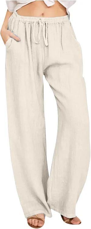 Women's Fleece Lined Pants Winter Active Vacation Trousers with Pockets Water Resistant Straight Leg