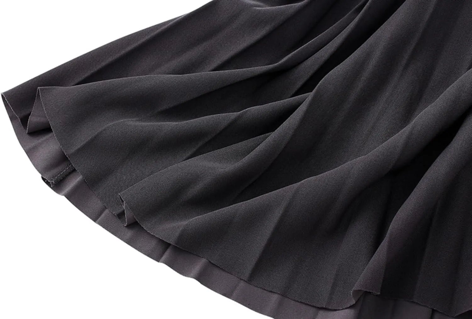 Womens High Elastic Waist Pleated Midi Skirt Chic Flowy Swing Long A-line Skirt