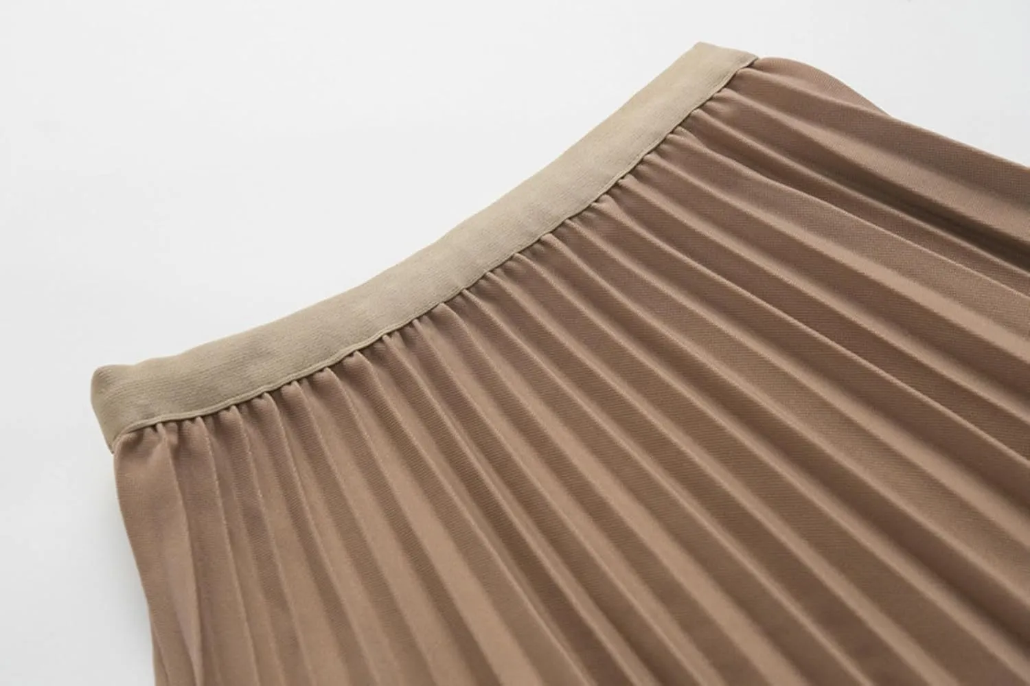 Womens High Elastic Waist Pleated Midi Skirt Chic Flowy Swing Long A-line Skirt