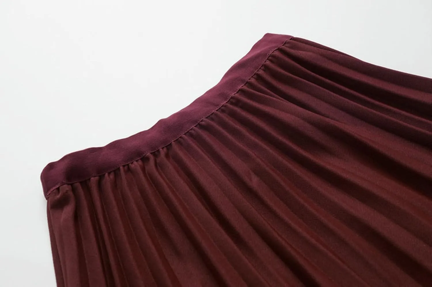 Womens High Elastic Waist Pleated Midi Skirt Chic Flowy Swing Long A-line Skirt