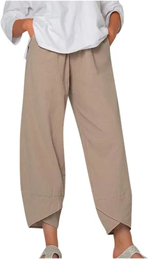Women's High Waist Cotton Linen Pants Casual Comfortable Trousers, Pure Color Relaxed Summer Wide Leg Palazzo 2025