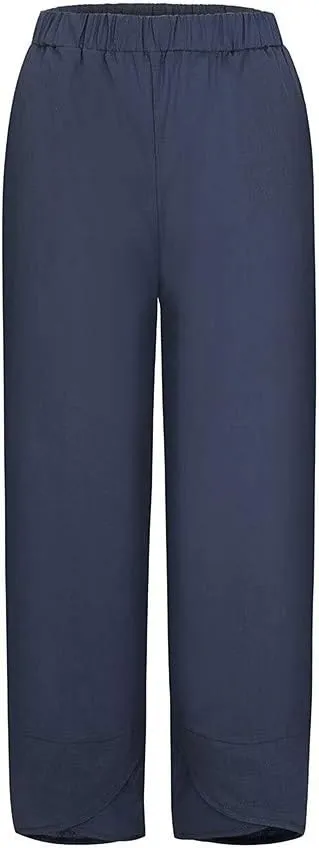 Women's High Waist Cotton Linen Pants Casual Comfortable Trousers, Pure Color Relaxed Summer Wide Leg Palazzo 2025