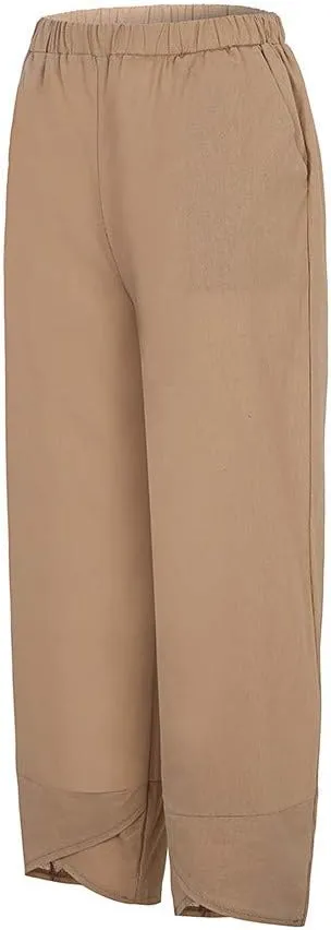 Women's High Waist Cotton Linen Pants Casual Comfortable Trousers, Pure Color Relaxed Summer Wide Leg Palazzo 2025