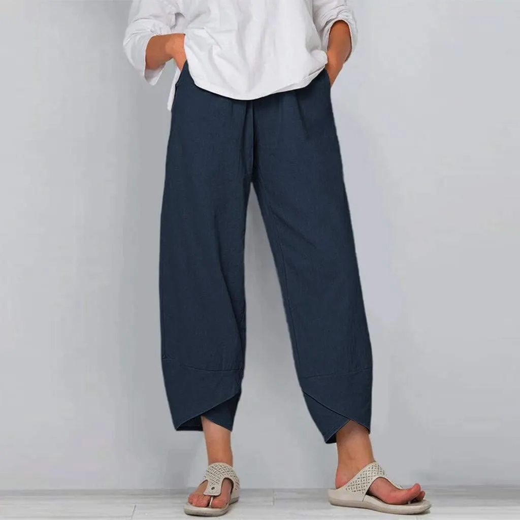 Women's High Waist Cotton Linen Pants Casual Comfortable Trousers, Pure Color Relaxed Summer Wide Leg Palazzo 2025