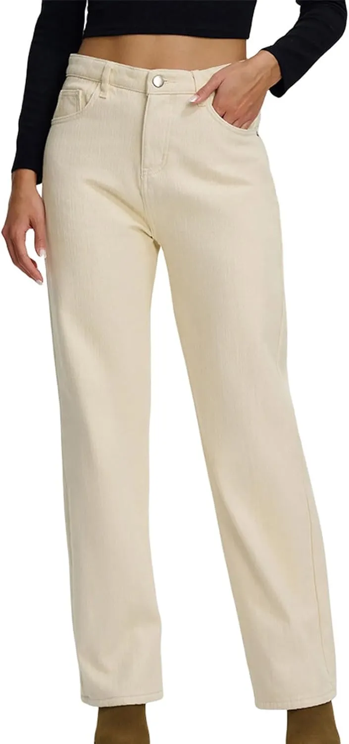 Womens High Waisted Jeans Comfortable Trousers Loose Fit Trendy Jeans Versatile Durable Essential Straight Leg Jeans