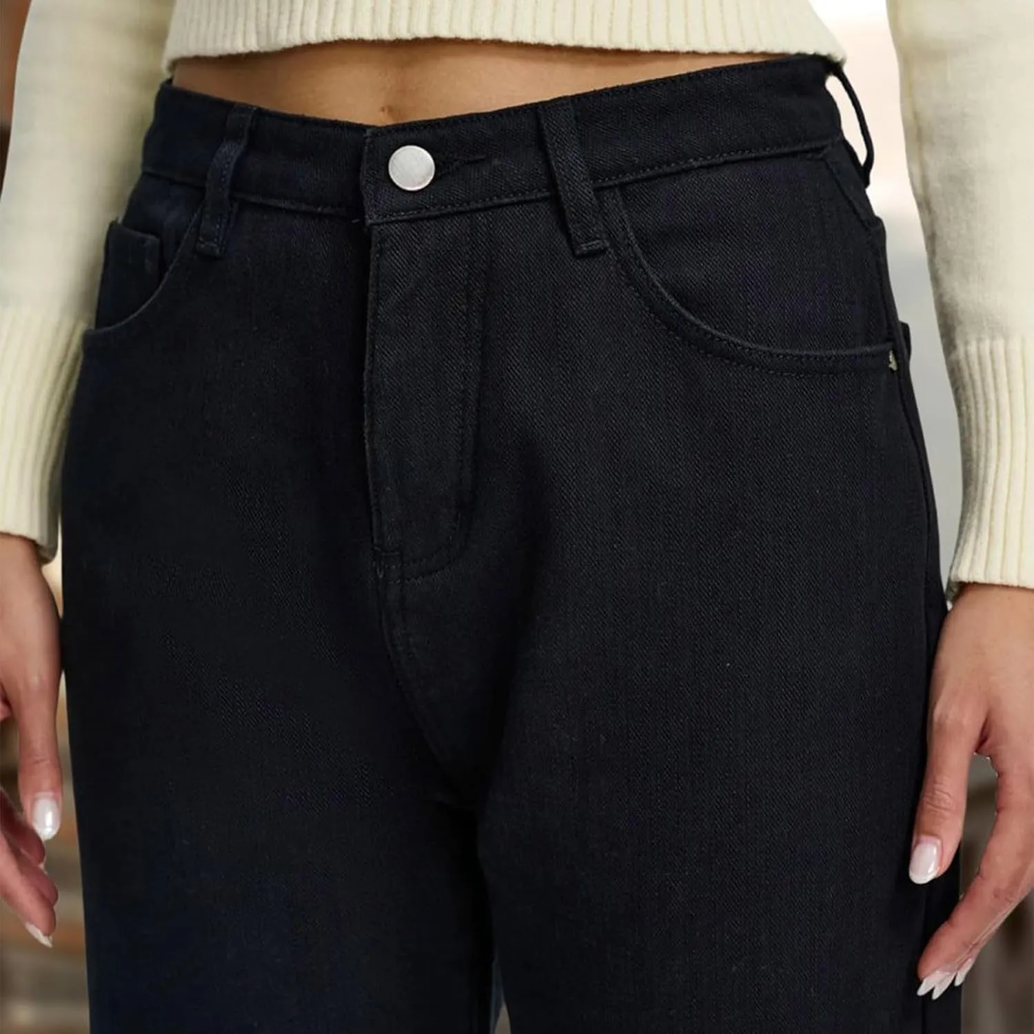 Womens High Waisted Jeans Comfortable Trousers Loose Fit Trendy Jeans Versatile Durable Essential Straight Leg Jeans