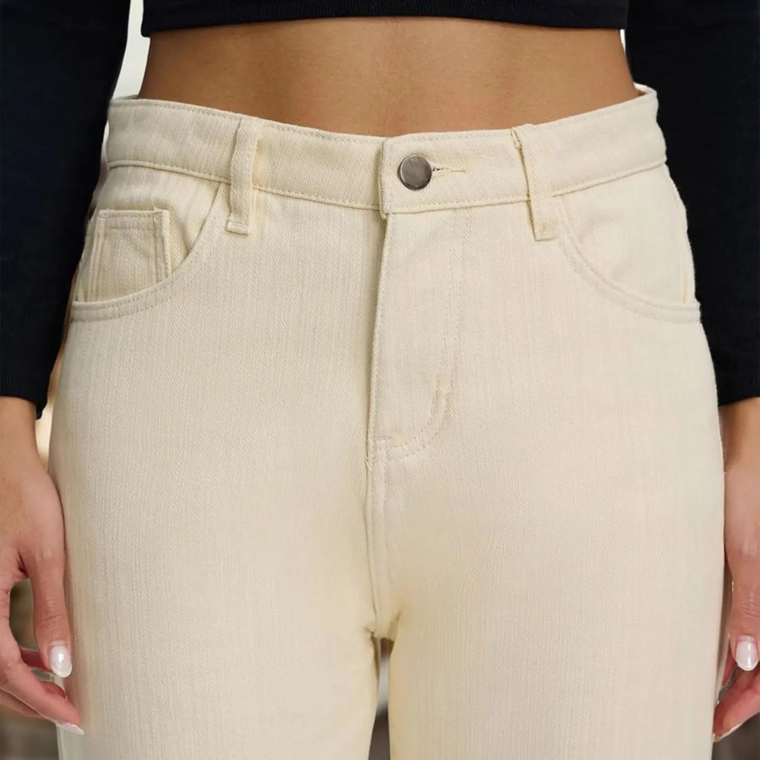 Womens High Waisted Jeans Comfortable Trousers Loose Fit Trendy Jeans Versatile Durable Essential Straight Leg Jeans