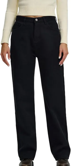 Womens High Waisted Jeans Comfortable Trousers Loose Fit Trendy Jeans Versatile Durable Essential Straight Leg Jeans