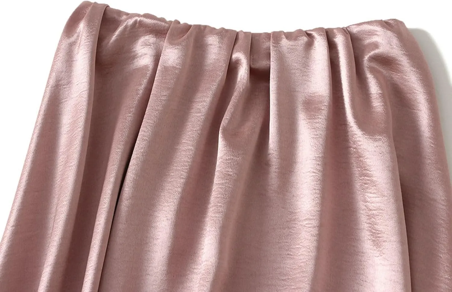 Women's High-Waisted Satin A-Line Pleated Skirt Midi Summer Skirt for Wedding Guest Office Party Casual Outfits