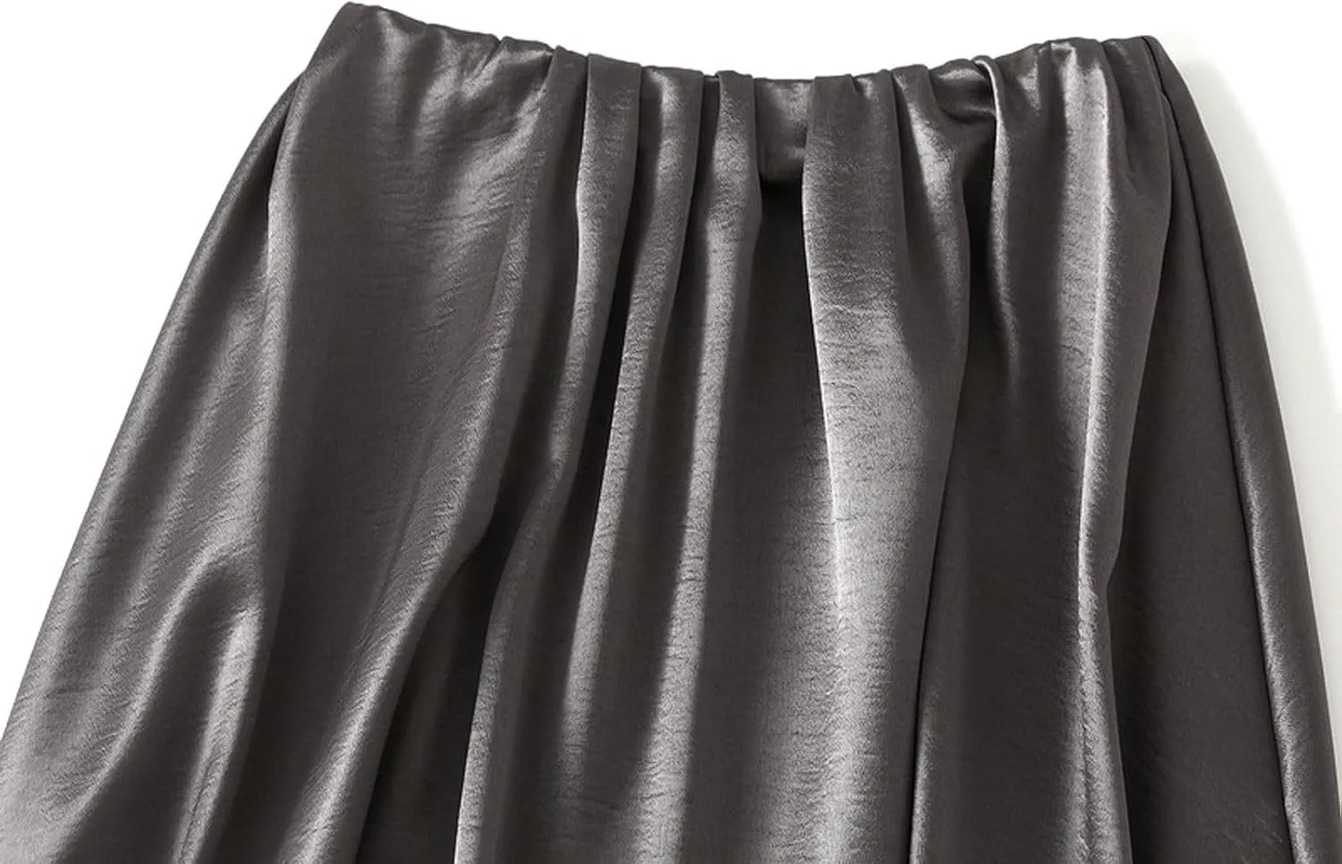 Women's High-Waisted Satin A-Line Pleated Skirt Midi Summer Skirt for Wedding Guest Office Party Casual Outfits