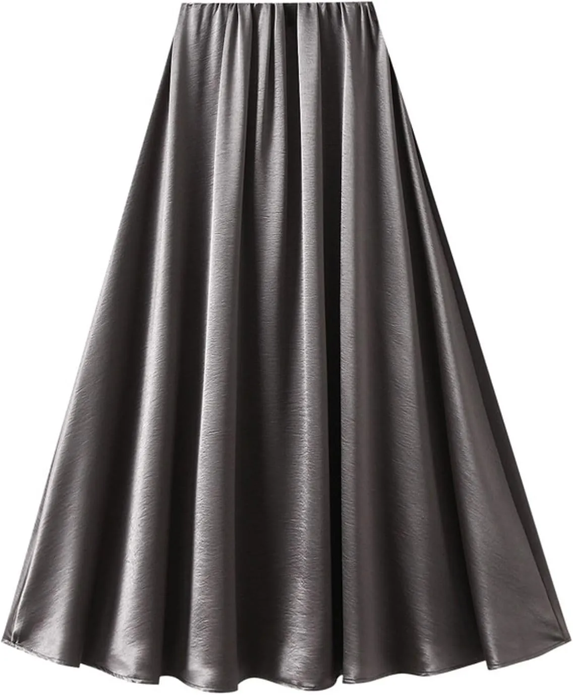 Women's High-Waisted Satin A-Line Pleated Skirt Midi Summer Skirt for Wedding Guest Office Party Casual Outfits