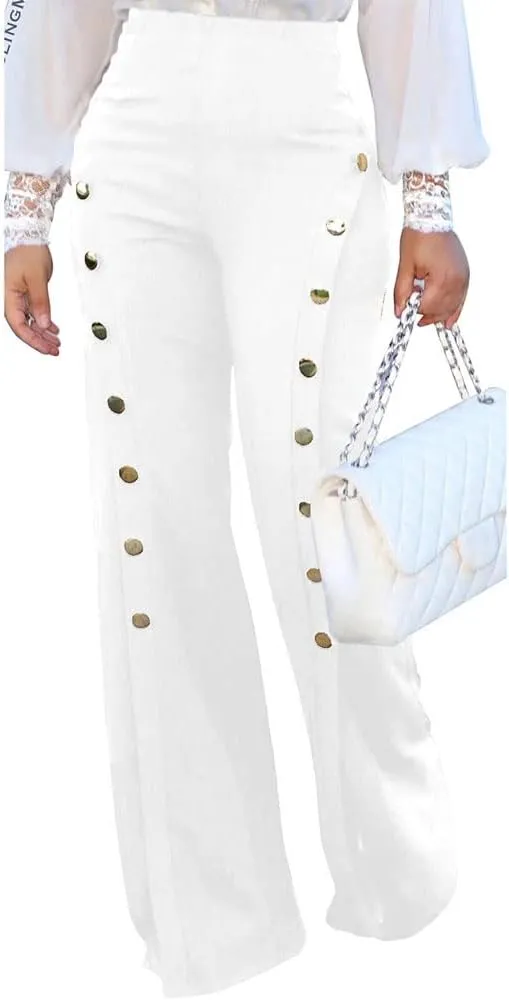 Women's High Waisted Stretchy Bootcut Pull On Dress Pants Casual Work Pants Curves Trousers
