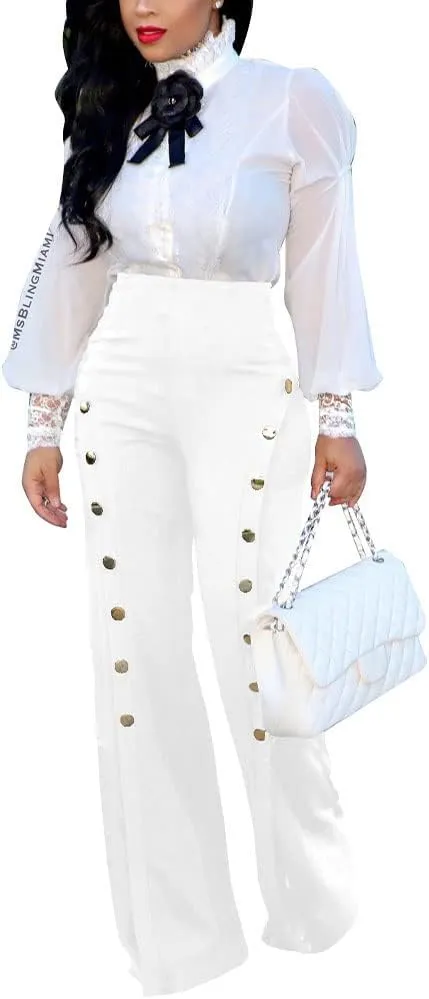 Women's High Waisted Stretchy Bootcut Pull On Dress Pants Casual Work Pants Curves Trousers