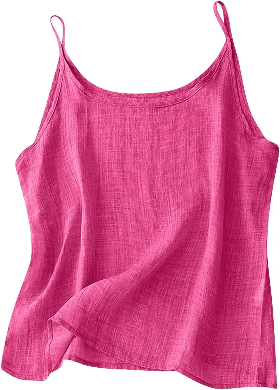Womens Linen Tank Top Sleeveless Spaghetti Strap Top Casual Solid Color Tops Dressy Fashion Tops Summer Flowy Tank Top