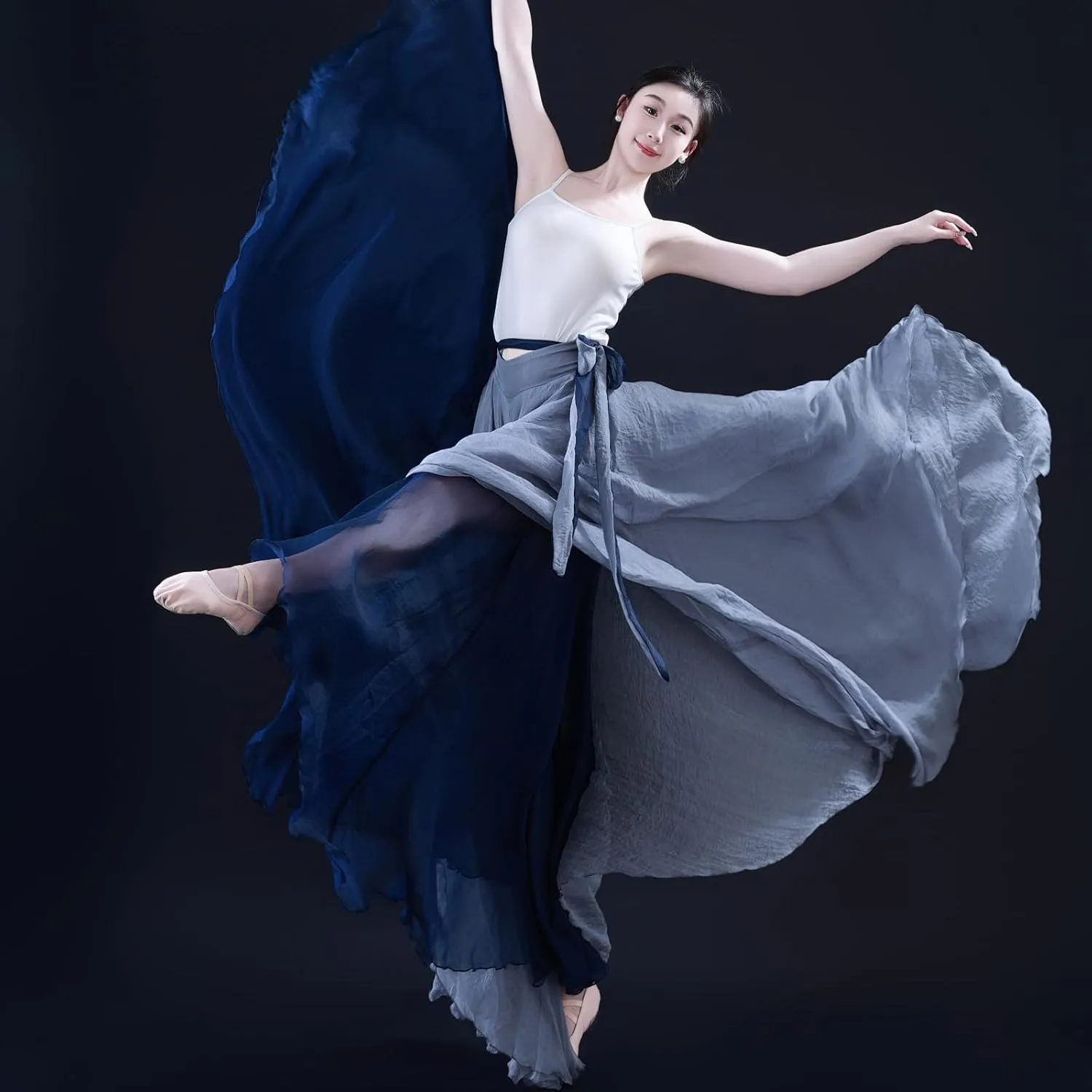 Women's Lyrical Dance Skirt 900 Sheer Ballet Modern Skirts Light Maxi Swing Skirt Dance Costume for Performance