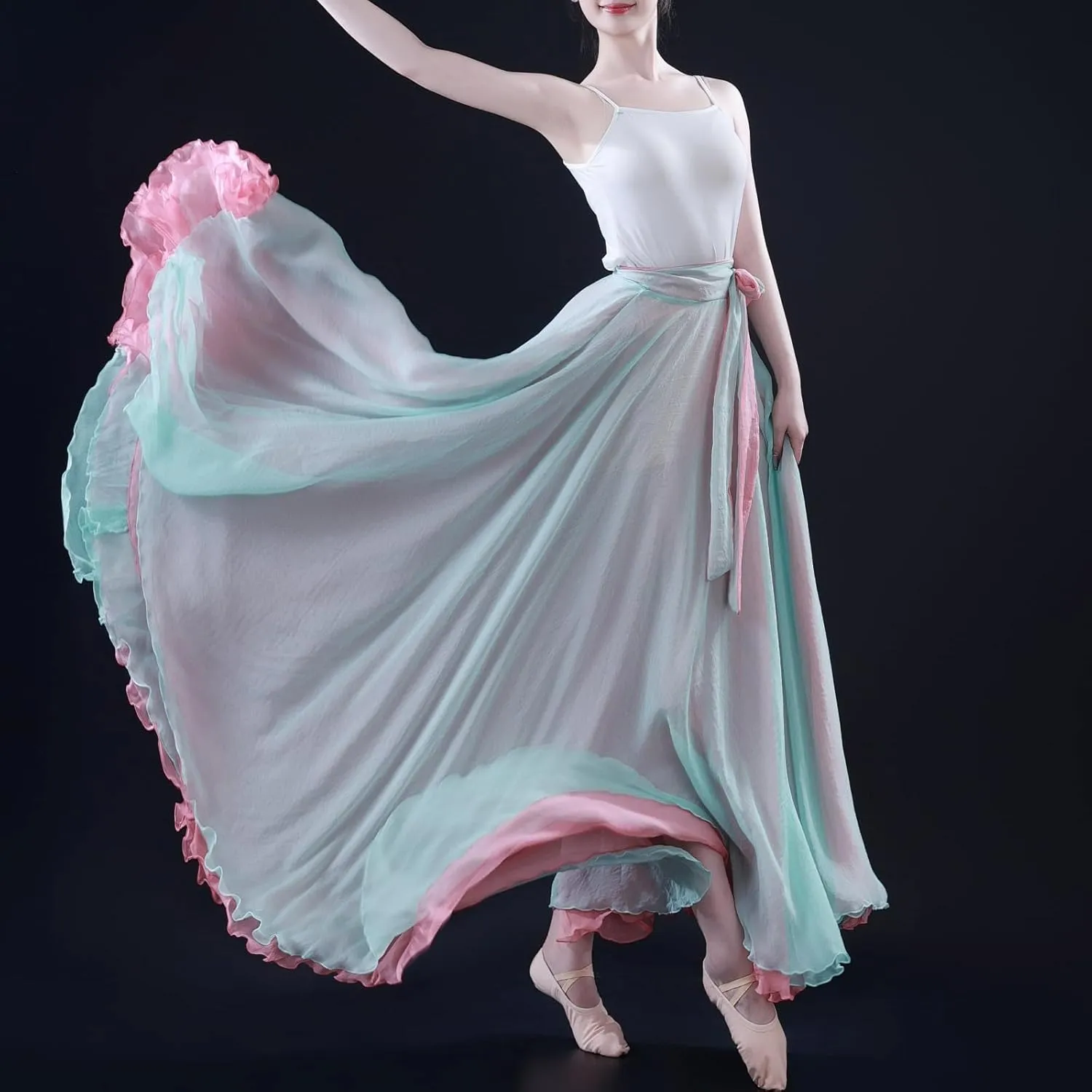 Women's Lyrical Dance Skirt 900 Sheer Ballet Modern Skirts Light Maxi Swing Skirt Dance Costume for Performance