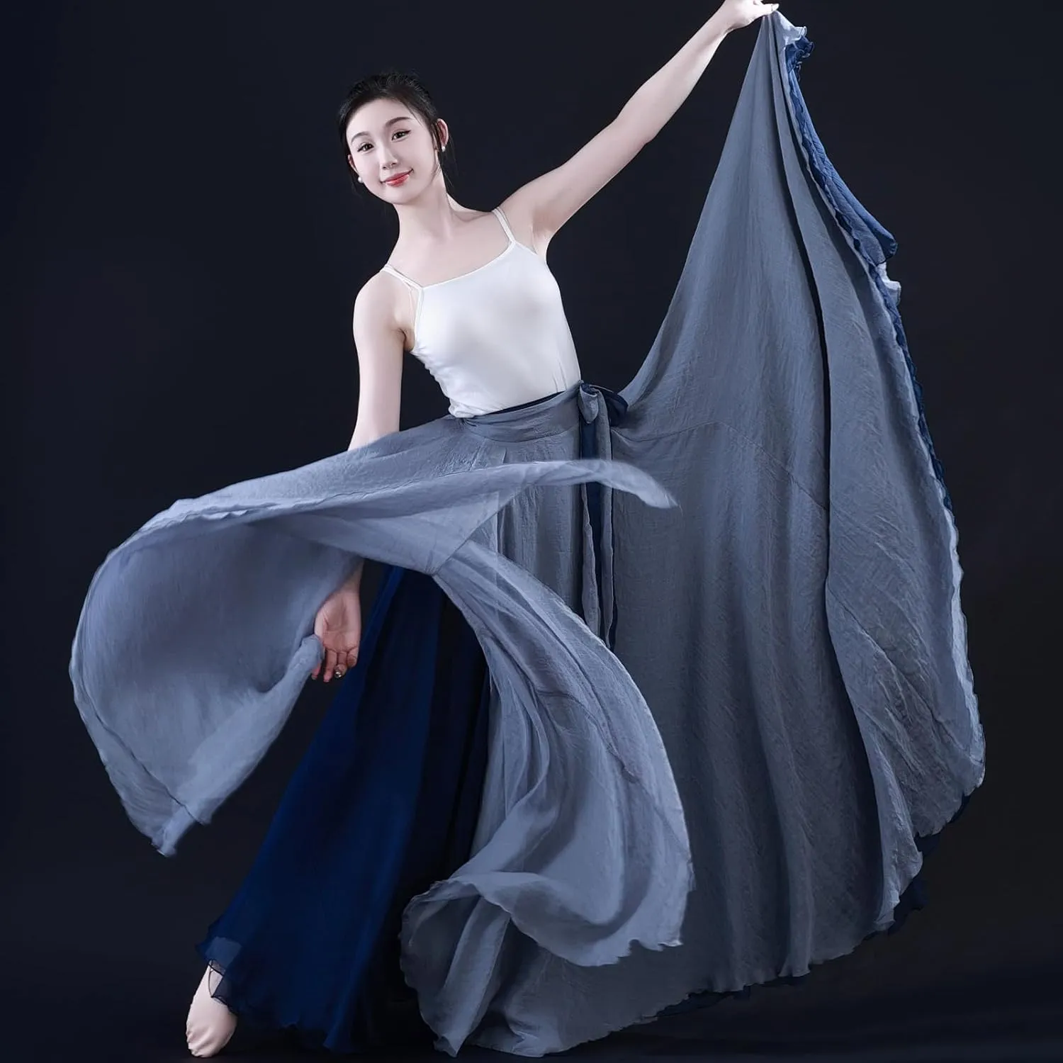 Women's Lyrical Dance Skirt 900 Sheer Ballet Modern Skirts Light Maxi Swing Skirt Dance Costume for Performance