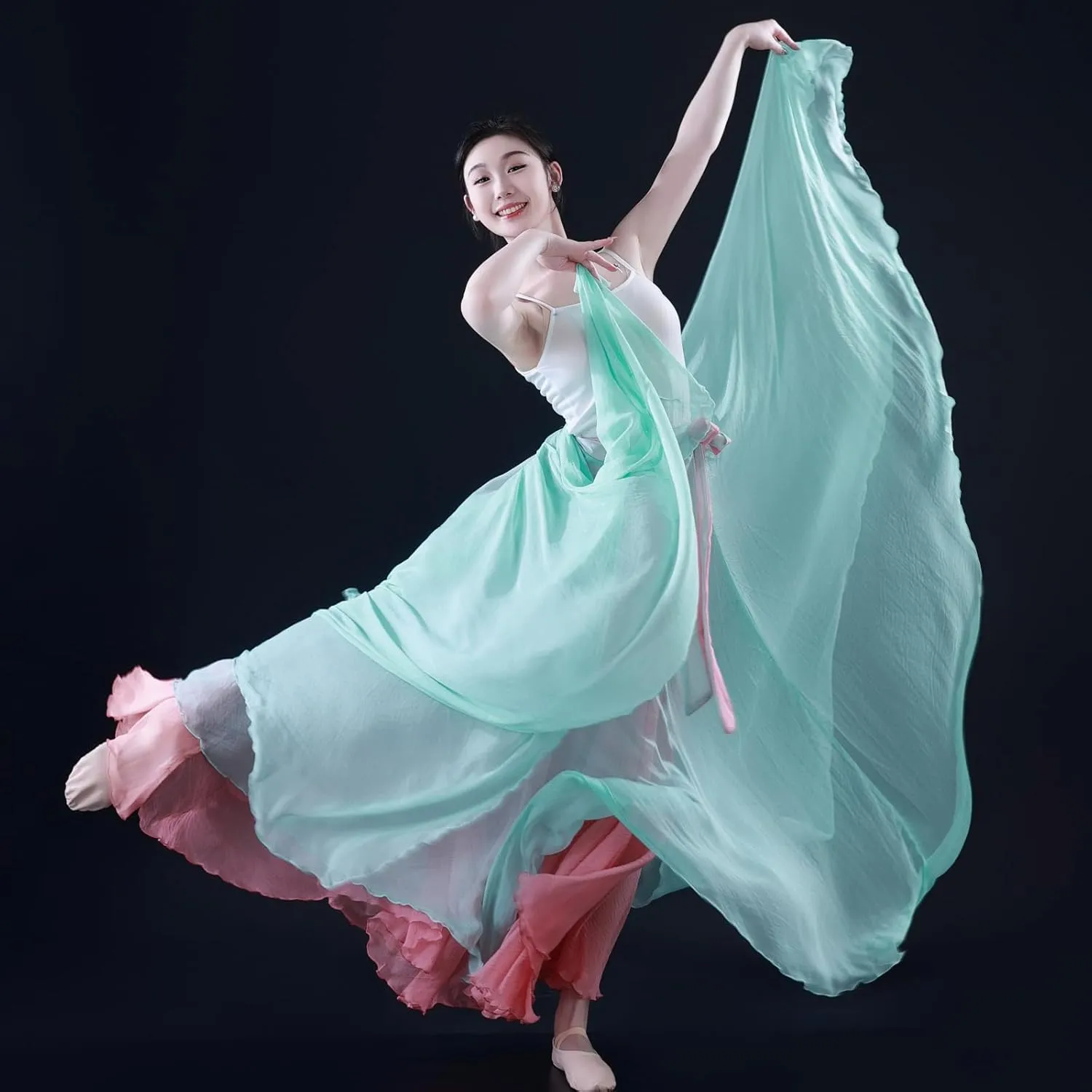 Women's Lyrical Dance Skirt 900 Sheer Ballet Modern Skirts Light Maxi Swing Skirt Dance Costume for Performance
