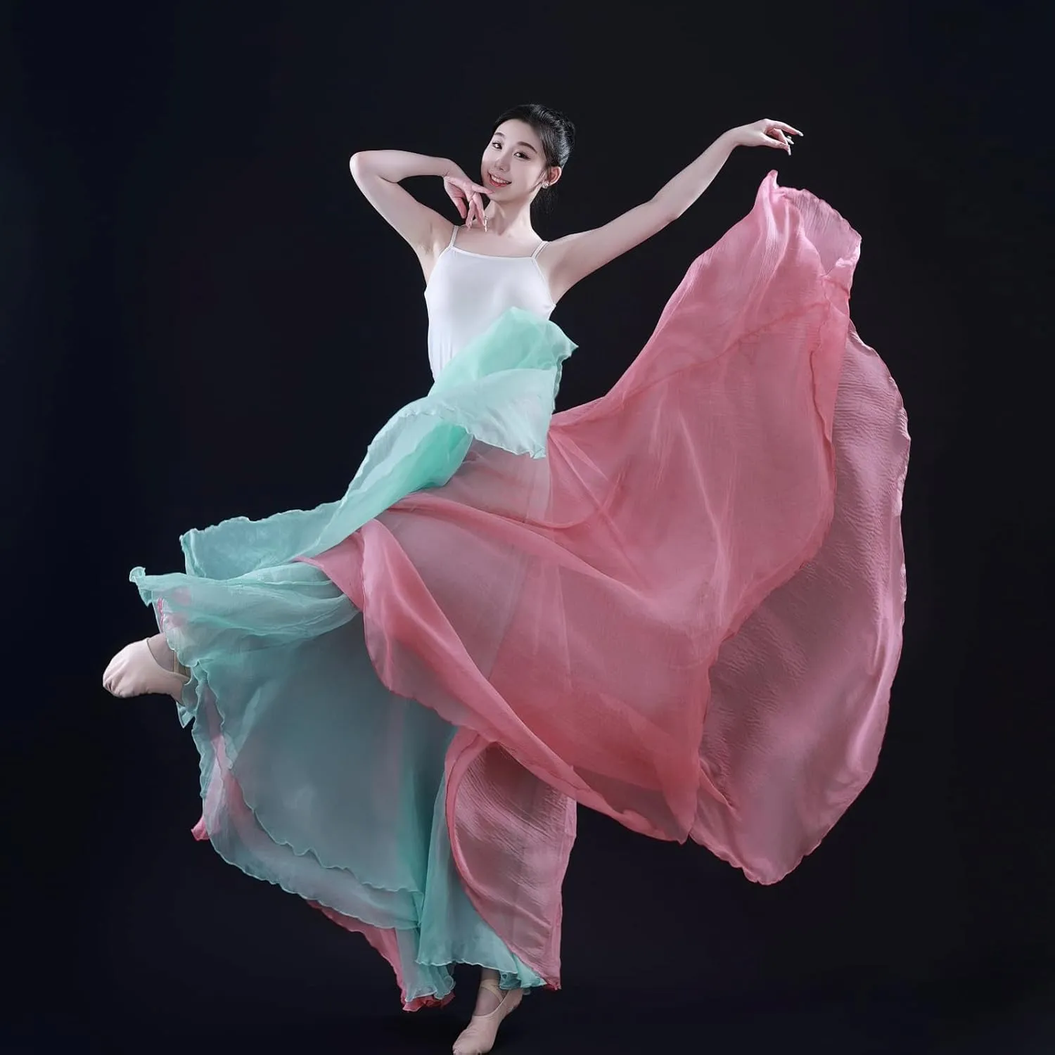 Women's Lyrical Dance Skirt 900 Sheer Ballet Modern Skirts Light Maxi Swing Skirt Dance Costume for Performance
