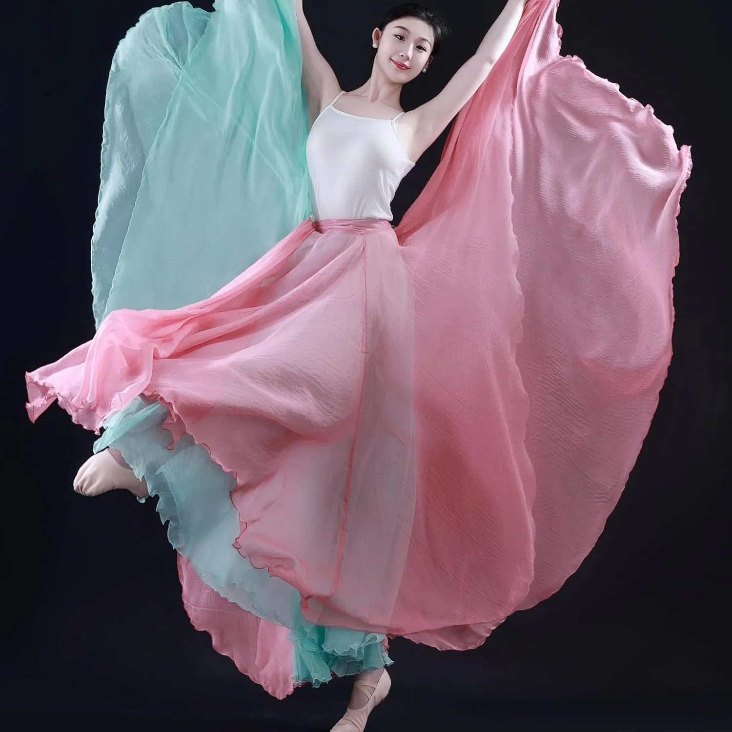 Women's Lyrical Dance Skirt 900 Sheer Ballet Modern Skirts Light Maxi Swing Skirt Dance Costume for Performance