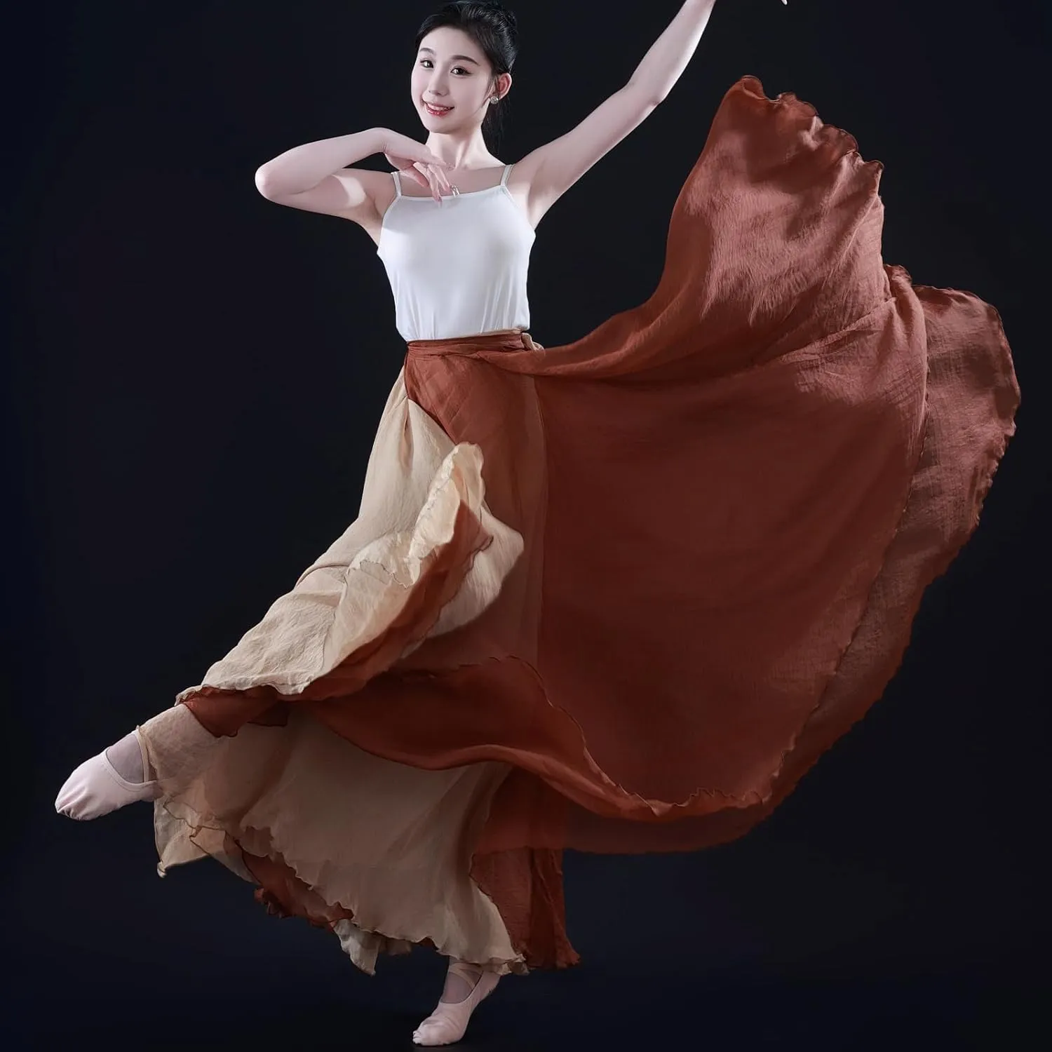 Women's Lyrical Dance Skirt 900 Sheer Ballet Modern Skirts Light Maxi Swing Skirt Dance Costume for Performance