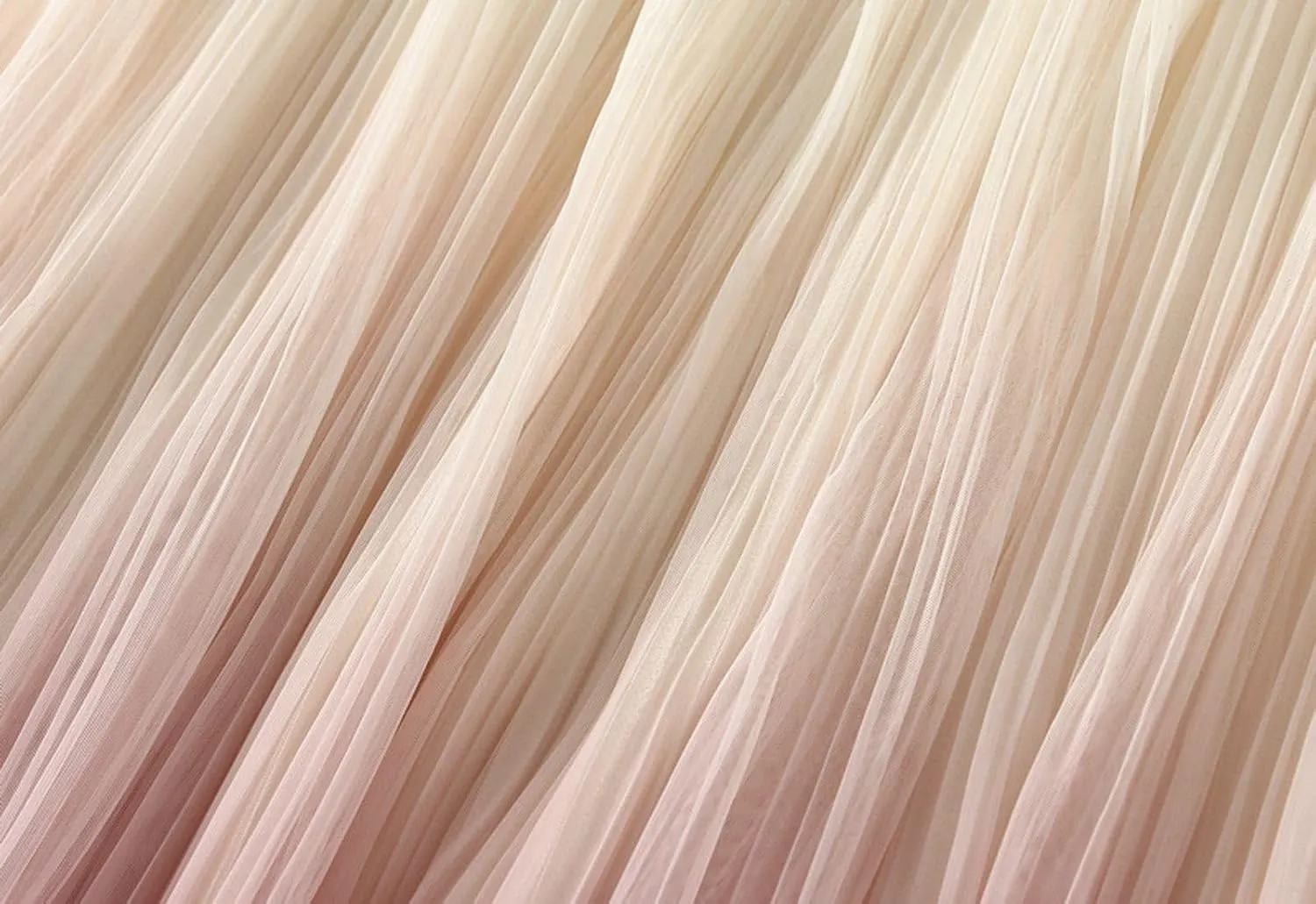 Women's Ombre Pleated Midi Skirt Elegant Gradient Tulle Skirts Elastic High Waist Flowy Skirt Summer Casual Skirts