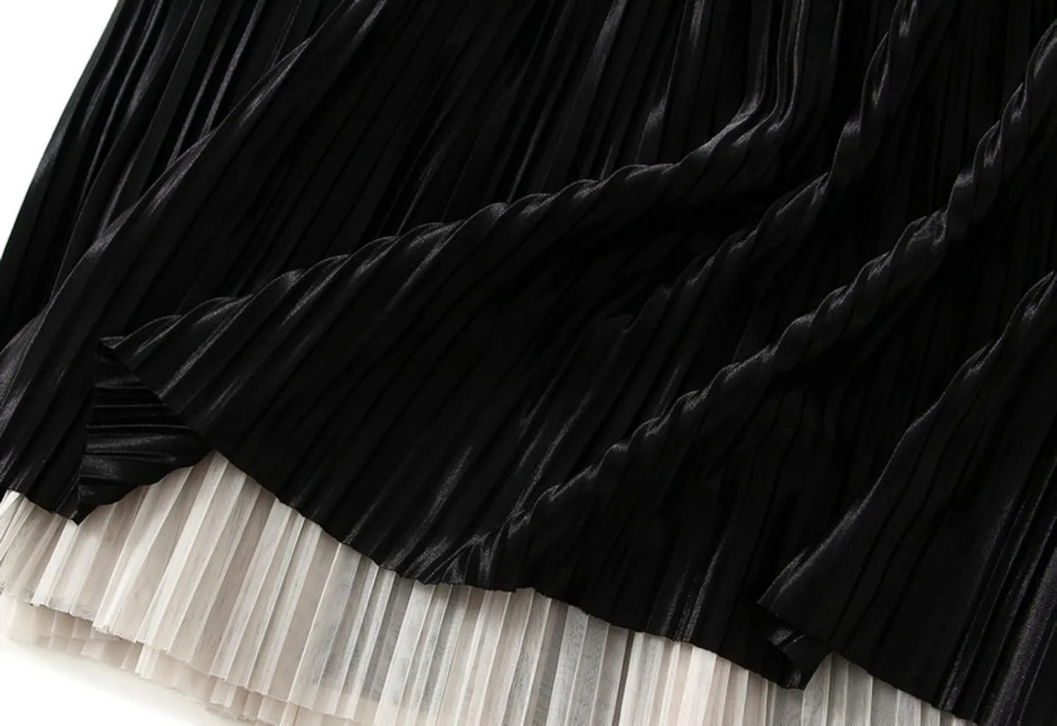 Women's Ombre Pleated Midi Skirt Elegant Gradient Tulle Skirts Elastic High Waist Flowy Skirt Summer Casual Skirts