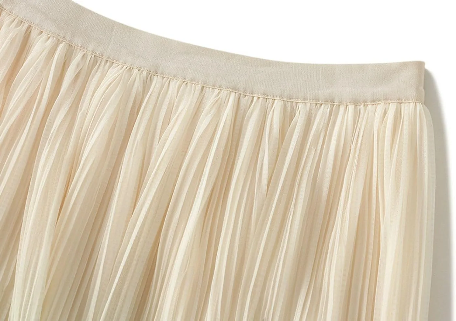 Women's Ombre Pleated Midi Skirt Elegant Gradient Tulle Skirts Elastic High Waist Flowy Skirt Summer Casual Skirts