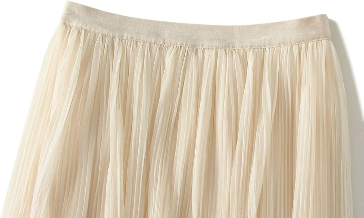 Women's Ombre Pleated Midi Skirt Elegant Gradient Tulle Skirts Elastic High Waist Flowy Skirt Summer Casual Skirts