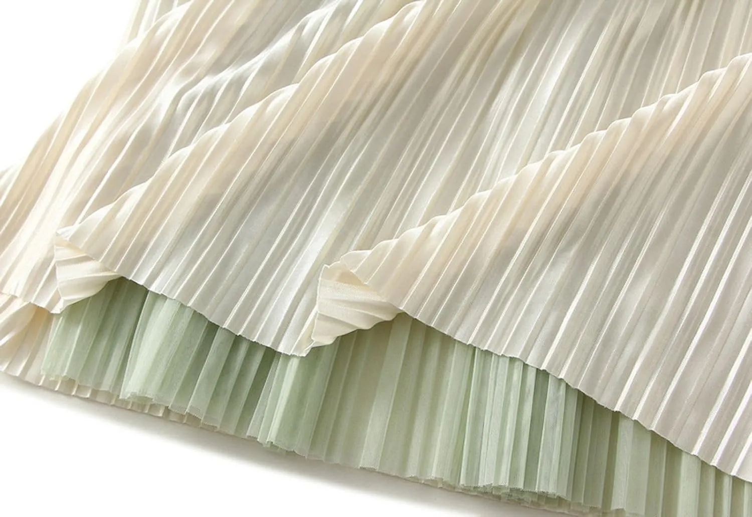 Women's Ombre Pleated Midi Skirt Elegant Gradient Tulle Skirts Elastic High Waist Flowy Skirt Summer Casual Skirts