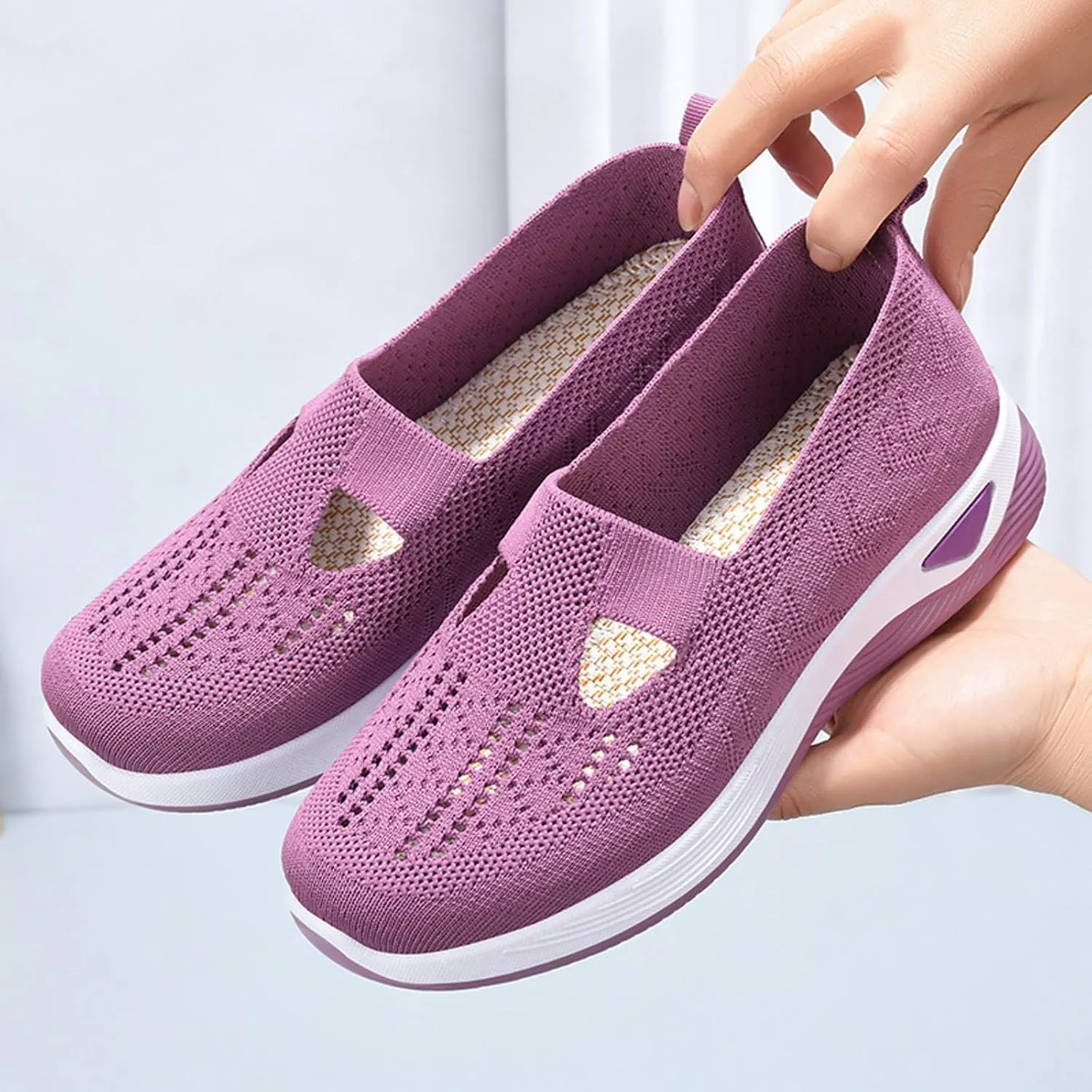 Womens Orthopedic Slip On Loafers Walking Shoes with Arch Support Comfortable Sneakers for Plantar Fasciitis Relief Foot Pain Casual Diabetic Swollen Feet