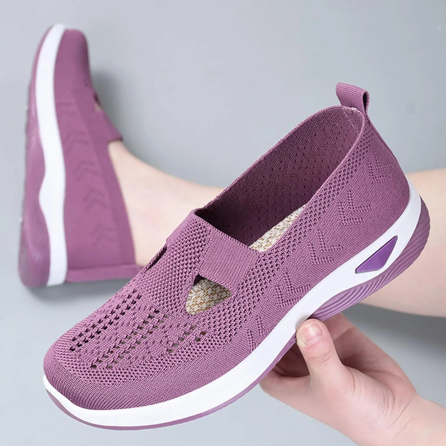 Womens Orthopedic Slip On Loafers Walking Shoes with Arch Support Comfortable Sneakers for Plantar Fasciitis Relief Foot Pain Casual Diabetic Swollen Feet