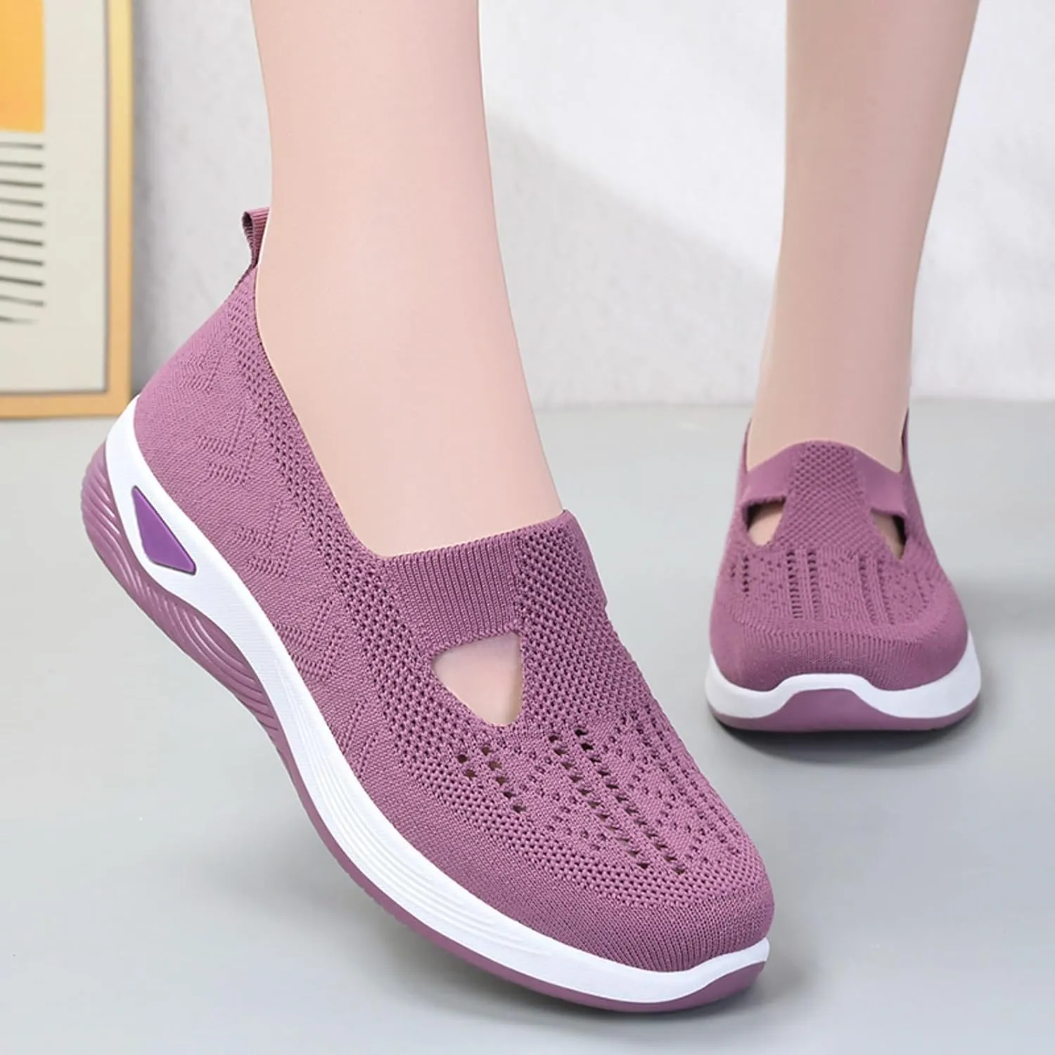 Womens Orthopedic Slip On Loafers Walking Shoes with Arch Support Comfortable Sneakers for Plantar Fasciitis Relief Foot Pain Casual Diabetic Swollen Feet