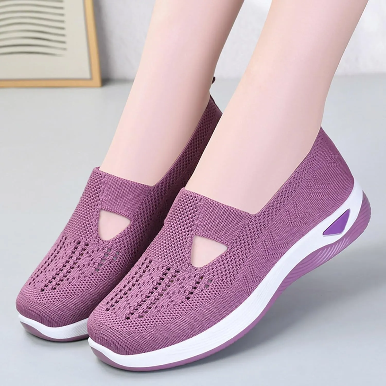 Womens Orthopedic Slip On Loafers Walking Shoes with Arch Support Comfortable Sneakers for Plantar Fasciitis Relief Foot Pain Casual Diabetic Swollen Feet