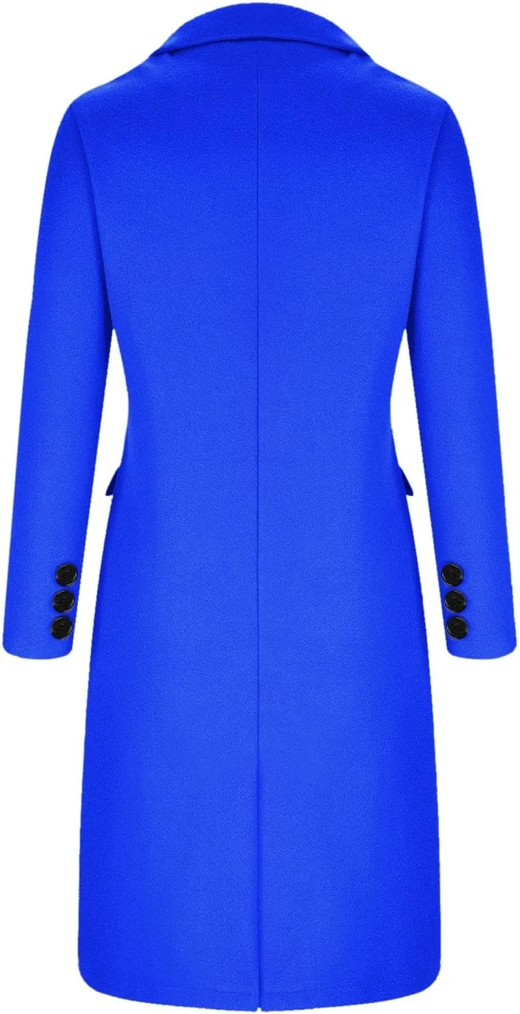 Women's Peacoat Double Breasted Trench Elegant Plain Jacket Lightweight Lapel Collar Casual Warm Work Winter Jackets