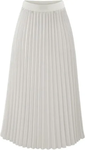 Womens Pleated Midi Skirt High Waist Swing Boho Pleated Skirt Casual Chiffon Elastic A-line Long Skirts