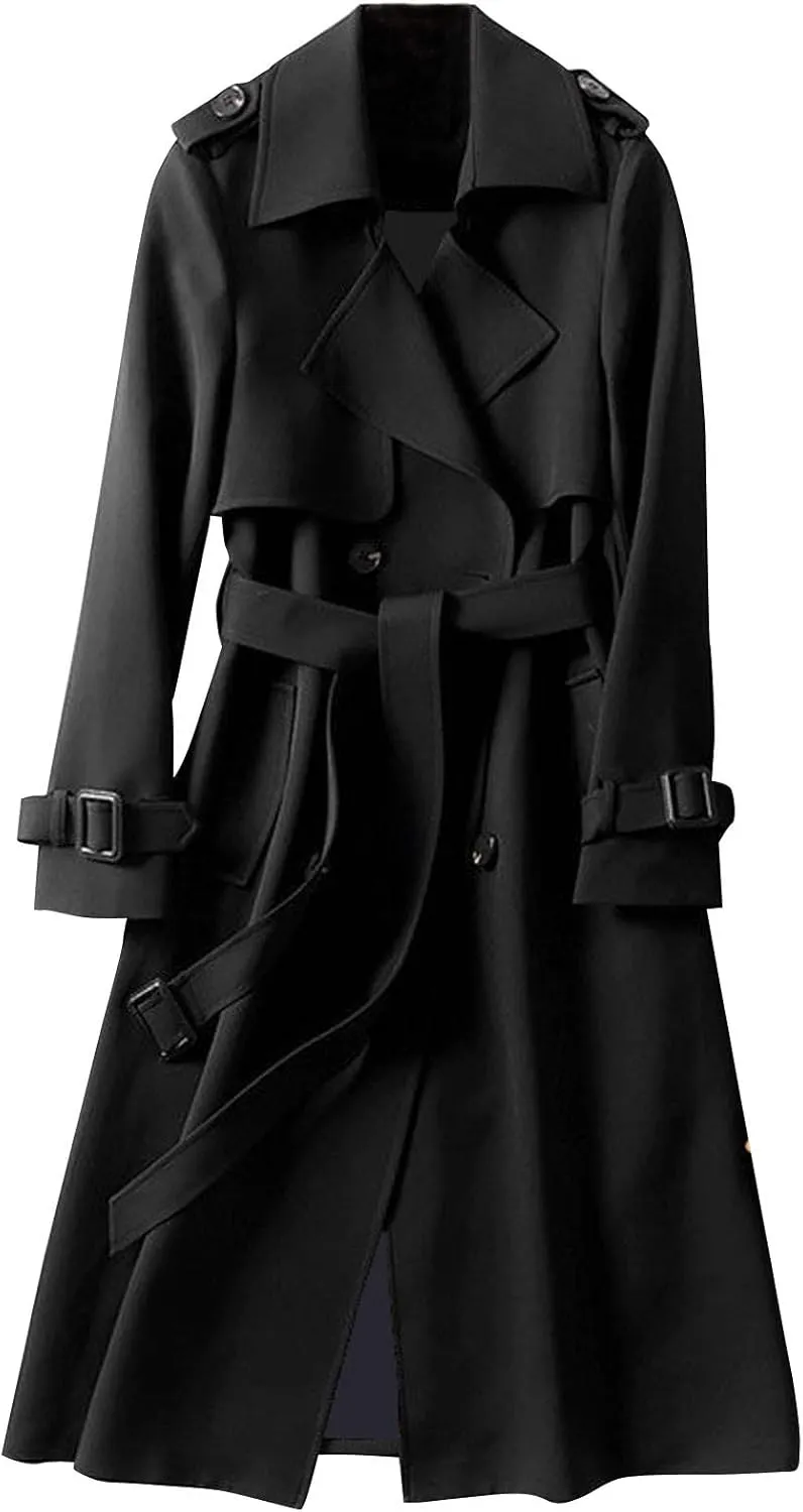 Womens Plus Size Jackets Solid Windbreaker Slim Overcoat Women Fit Coat Long Outerwear Trench Women's Coat Jacket