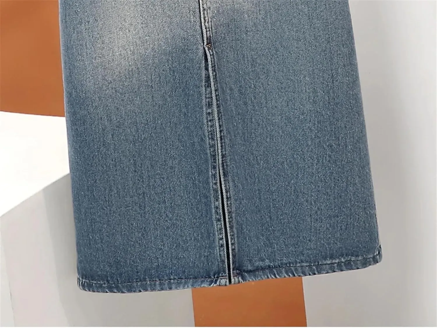 Women's Retro Stylish Pockets Denim Skirt Spring Summer A-Line High Waisted Mid Length Skirt