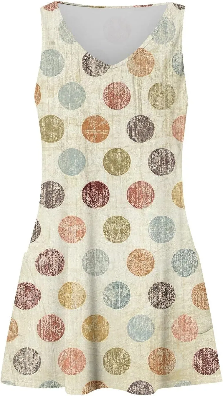 Women's Sleeveless Gradient Nightgown with Print, Soft V-Neck Sleepwear for Comfortable Nighttime Relaxation