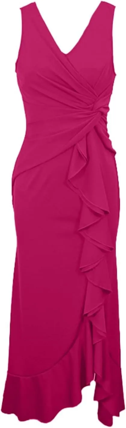 Women's Sleeveless Wedding Guest Dresses 2025 Summer Trendy Elegant Ruched Ruffle Slit Maxi Long Flowy Sundress