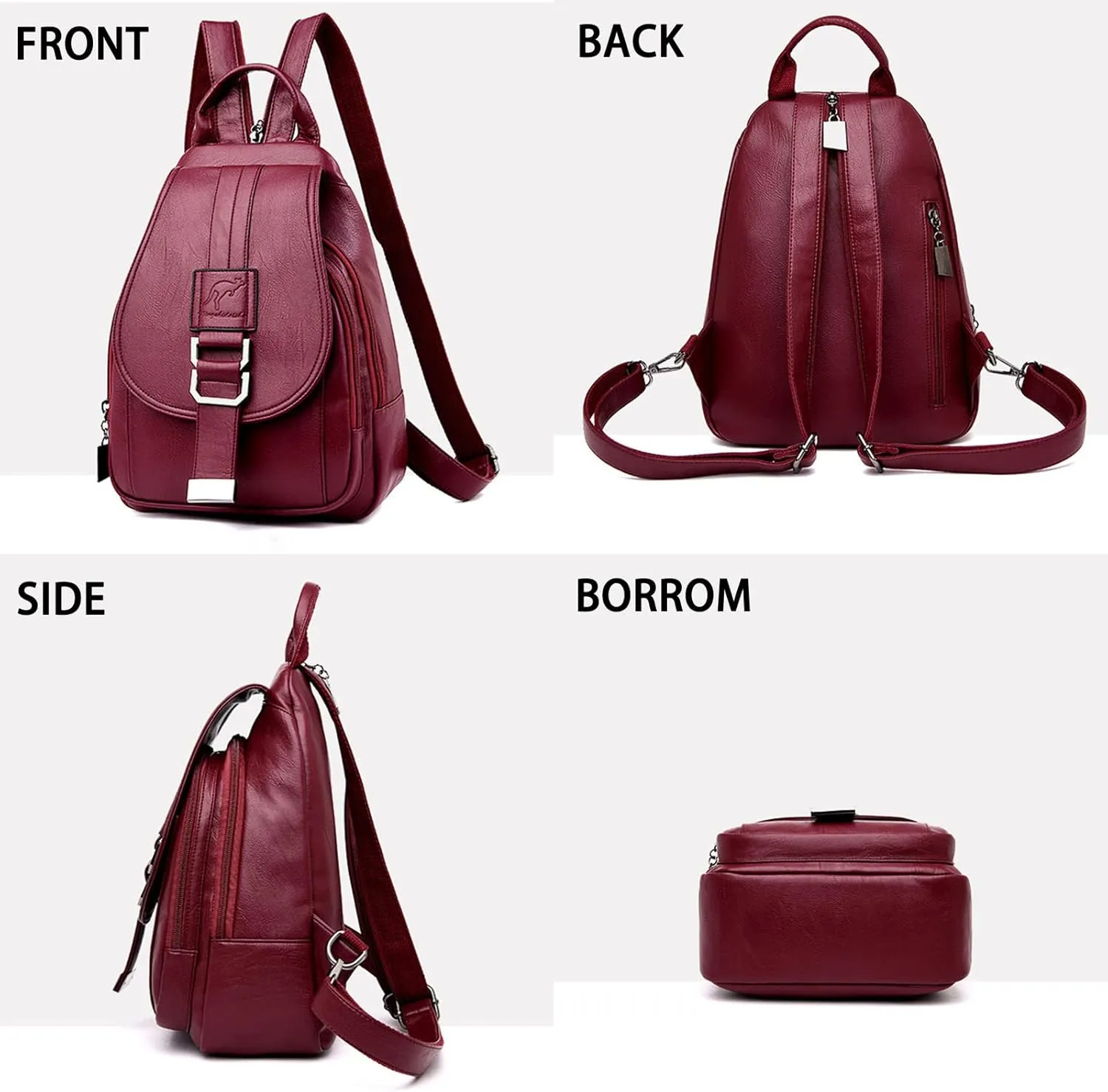 Women's Soft Genuine Leather Backpack,Large Capacity Satchel Shoulder Handbags for Office Shopping Trip (Brown)