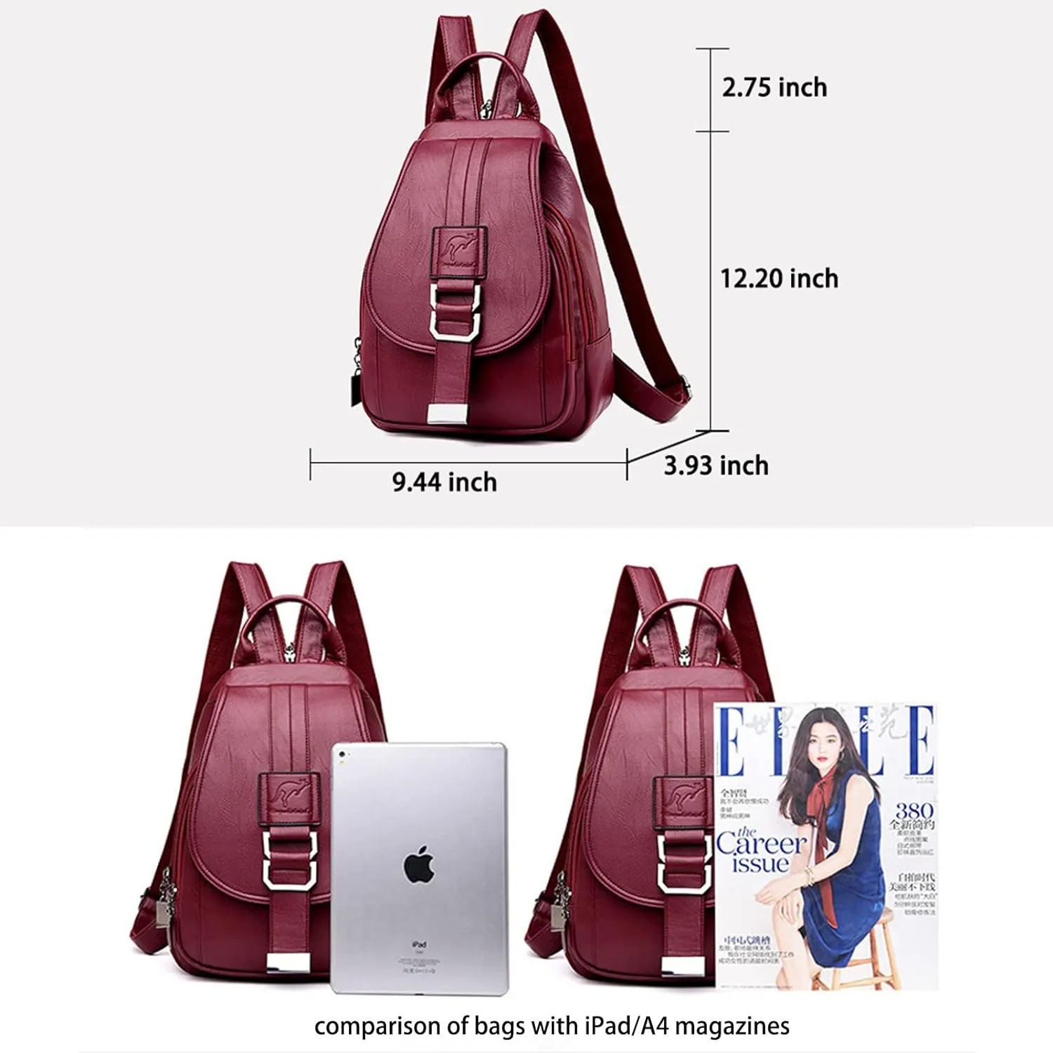 Women's Soft Genuine Leather Backpack,Large Capacity Satchel Shoulder Handbags for Office Shopping Trip (Green)