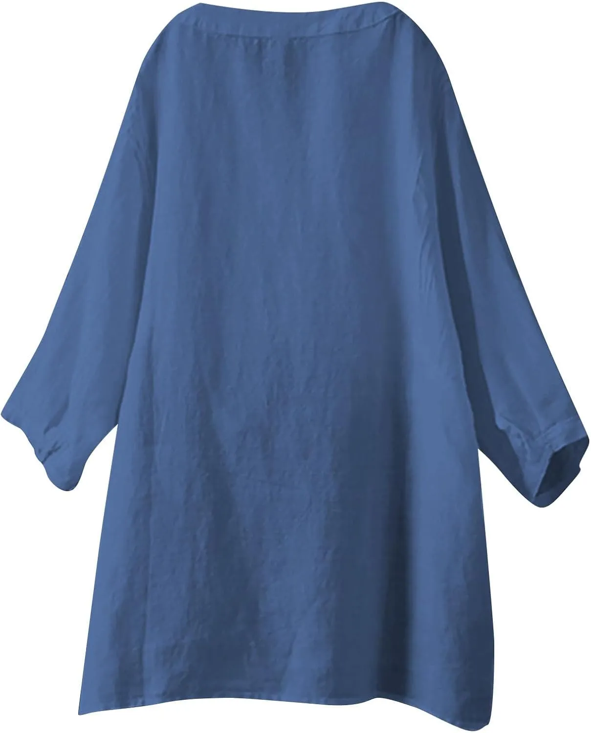 Women's Solid Henley V-Neck Linen Shirt - 2025 Lightweight Summer Beach Top, Short Sleeve Boho Button Front Casual Blouse