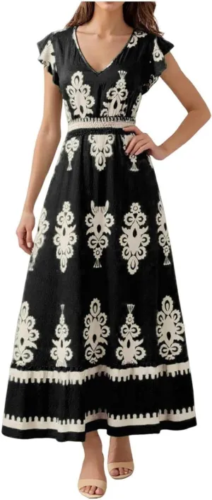 Womens Summer Maxi Dress Floral Printed Casual Sleeveless Spaghetti Strap Elastic Waist Ruffle Beach Sundress 2025 Vacation