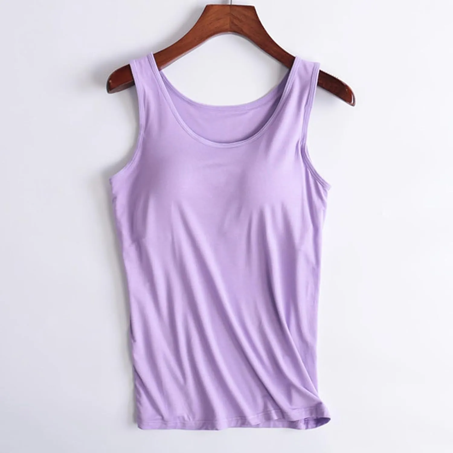 Womens Tank Top Built in Padded Bra Workout Yoga Top Athletic Crew Neck Tanks Sleeveless Fitted Basic Camisole Shirts